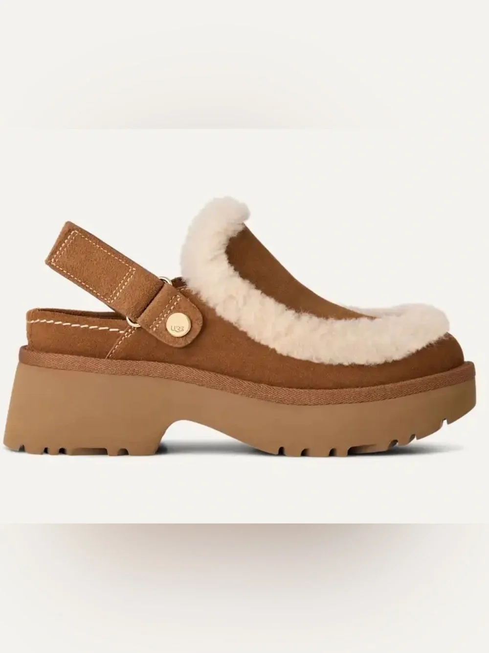UGG Esmee clog Shearling-Trim Slingback NEW color chestnut - Picture 2 of 13